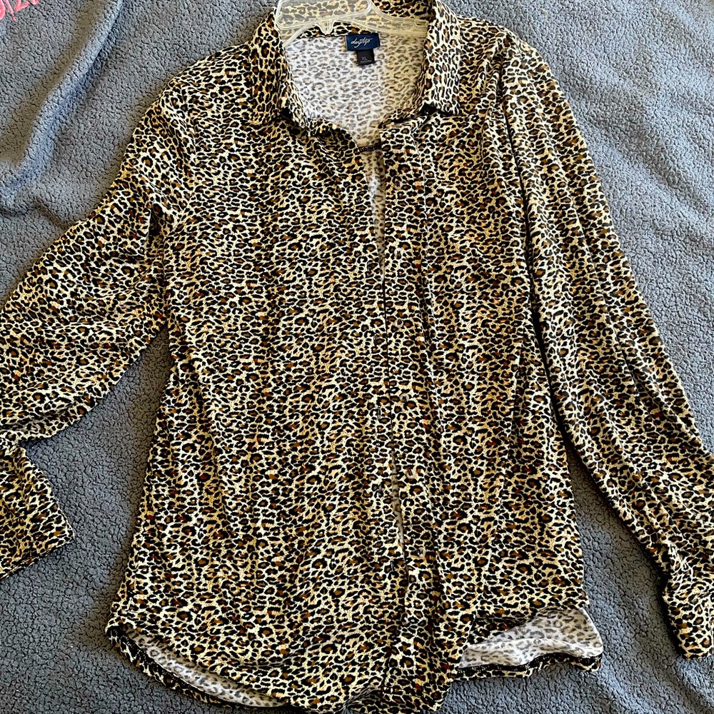 Soft Leopard Print drop tail button up.